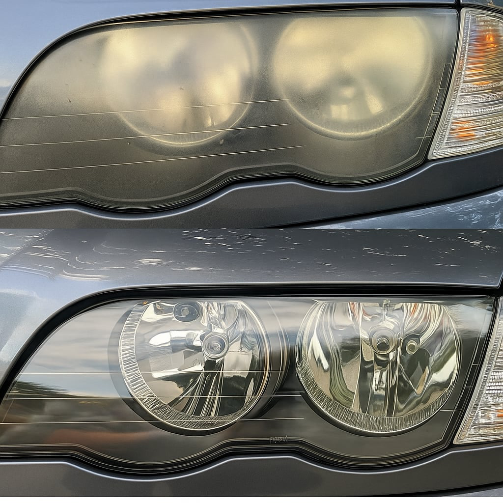 Before after of headlight restoration